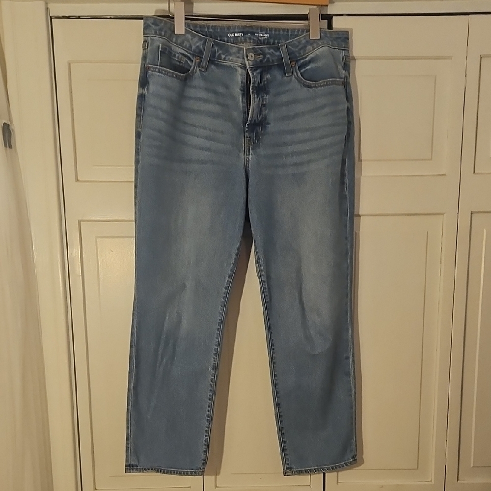 Old Navy Size 14 Light Wash High Rise Ankle OG Straight Leg Women's Jeans